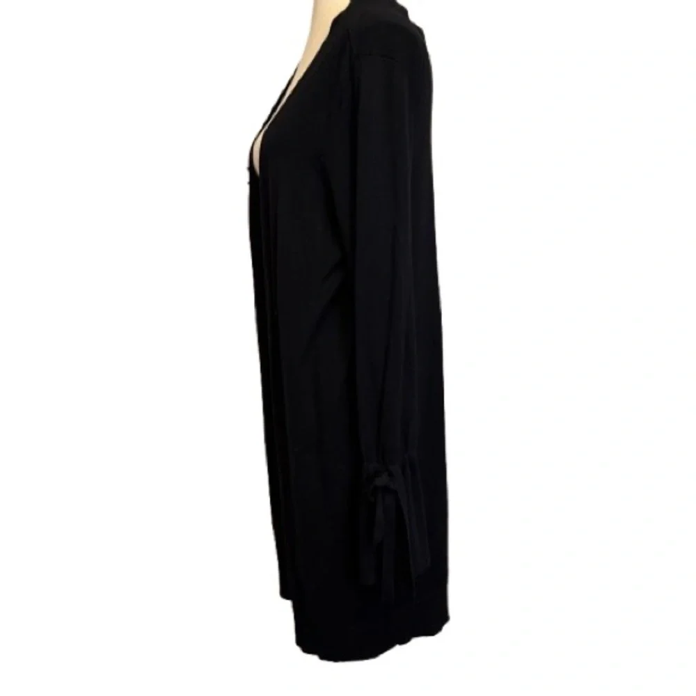 Halogen Black Long Open Cardigan Tie bell Sleeves Viscose Blend M
